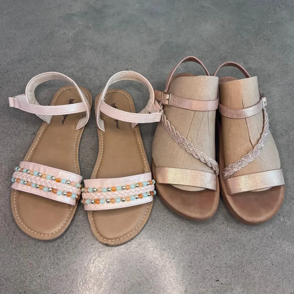 Self Esteem pink beaded and bronze sandals bundle girls size 3 shoes